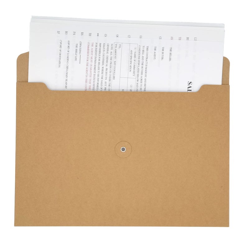 Funny live 10 Pcs A4 Kraft String Envelope File Folders Organizer for Projects | Contracts | Bills | Meeting Documents Pockets Office Supplies (Horizontal Version A4) - Image 2